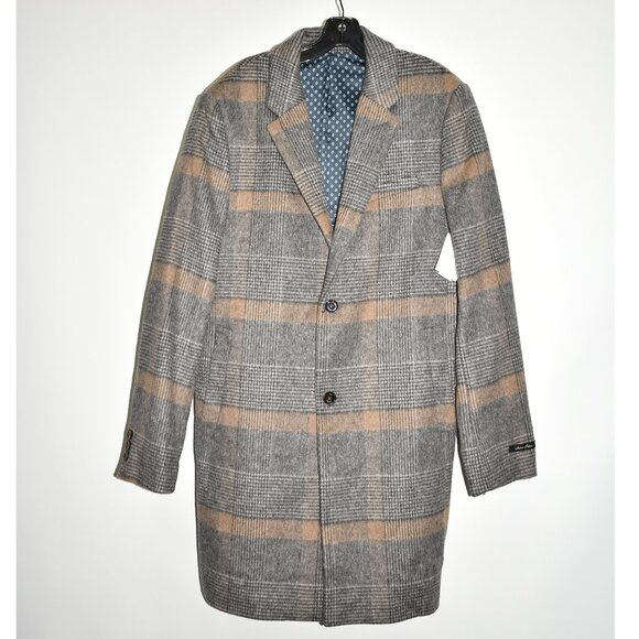 $800 TED BAKER FRAIS CHECKED WOOL BLEND LINED OVERCOAT COAT TB6 44 - Picture 2 of 9